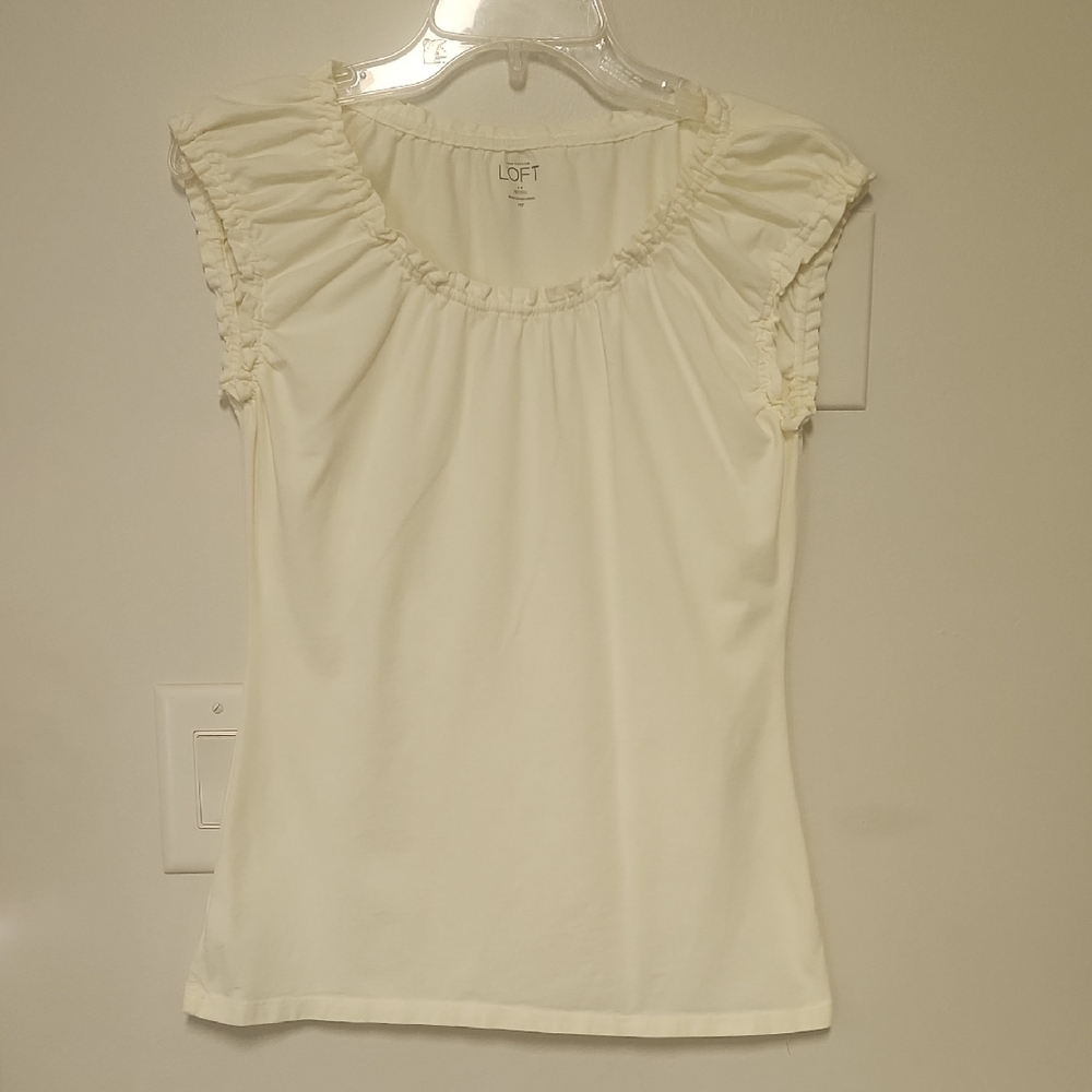 LOFT Yellow Ruffled Cap Sleeve Blouse